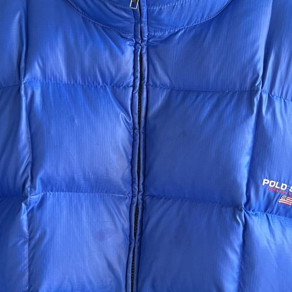 VINTAGE 90's POLO Sport RALPH LAUREN Ocean Blue Quilted Down Puffer Puffer Jacke - Picture 12 of 16